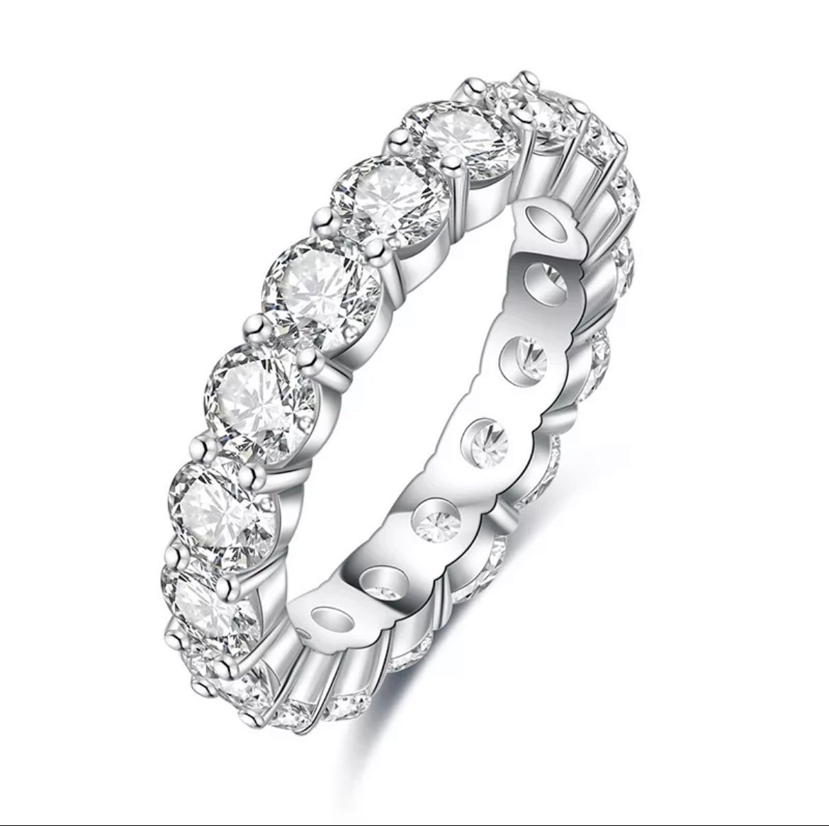 Moissanite eternity engagement ring wedding band size 4,5,6,7,8,9