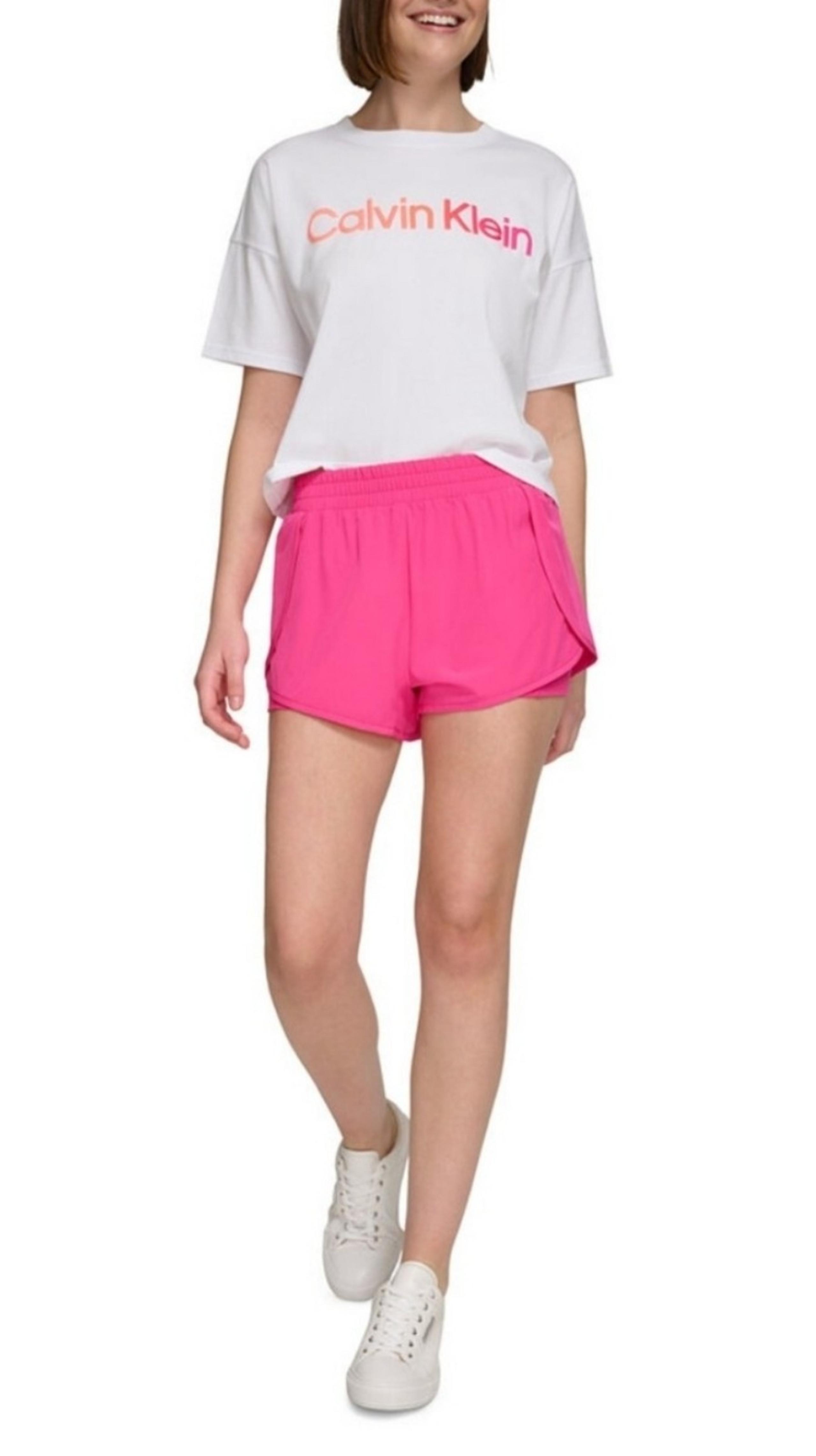 $50 Calvin Klein Womens Wrap Elastic Waist Lined Athletic Comfort Short