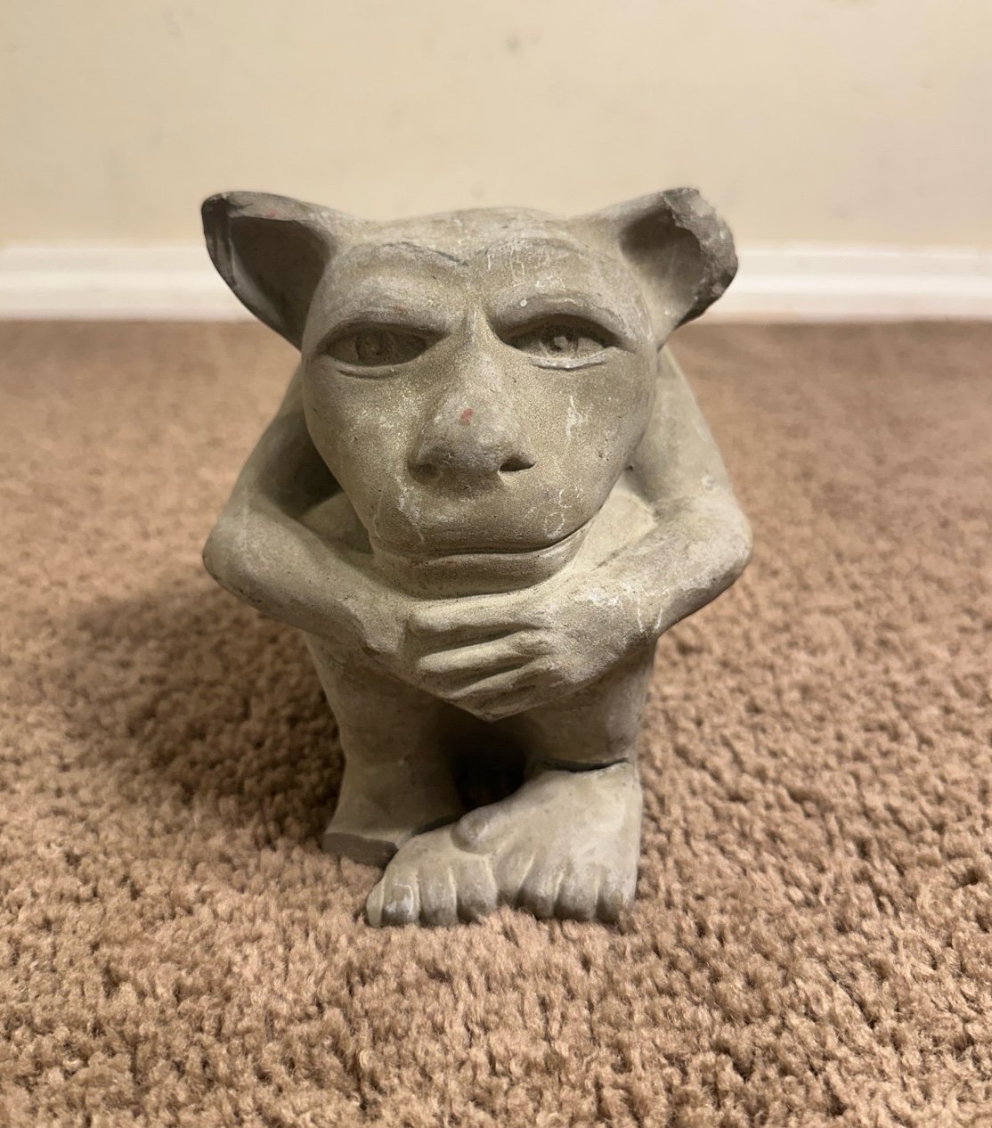1990 Gargoyle Sitting Clay Concrete Statue Large Heavy RARE 6” Figure Kieth F