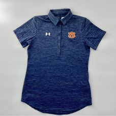 Under Armour Women’s Auburn Team Issued Navy Blue Stripe Golf Polo