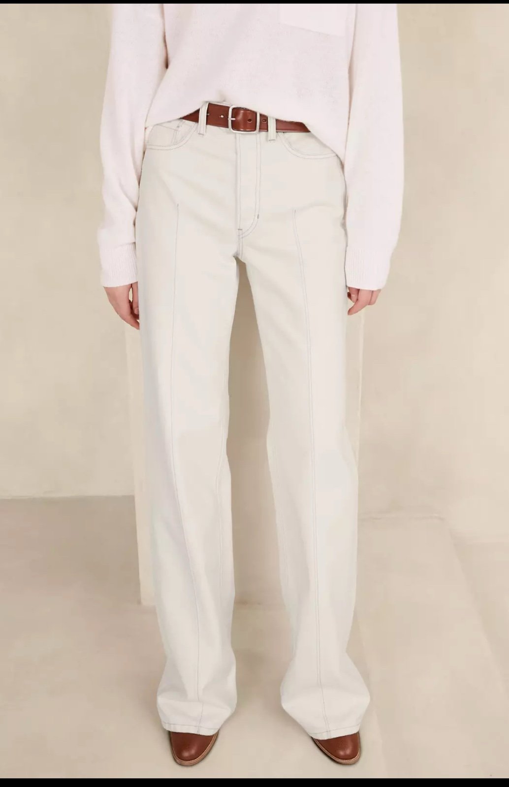 NWOT BANANA REPUBLIC NIPTUCK IVORY WHITE WIDE LEG JEANS SZ 25x33