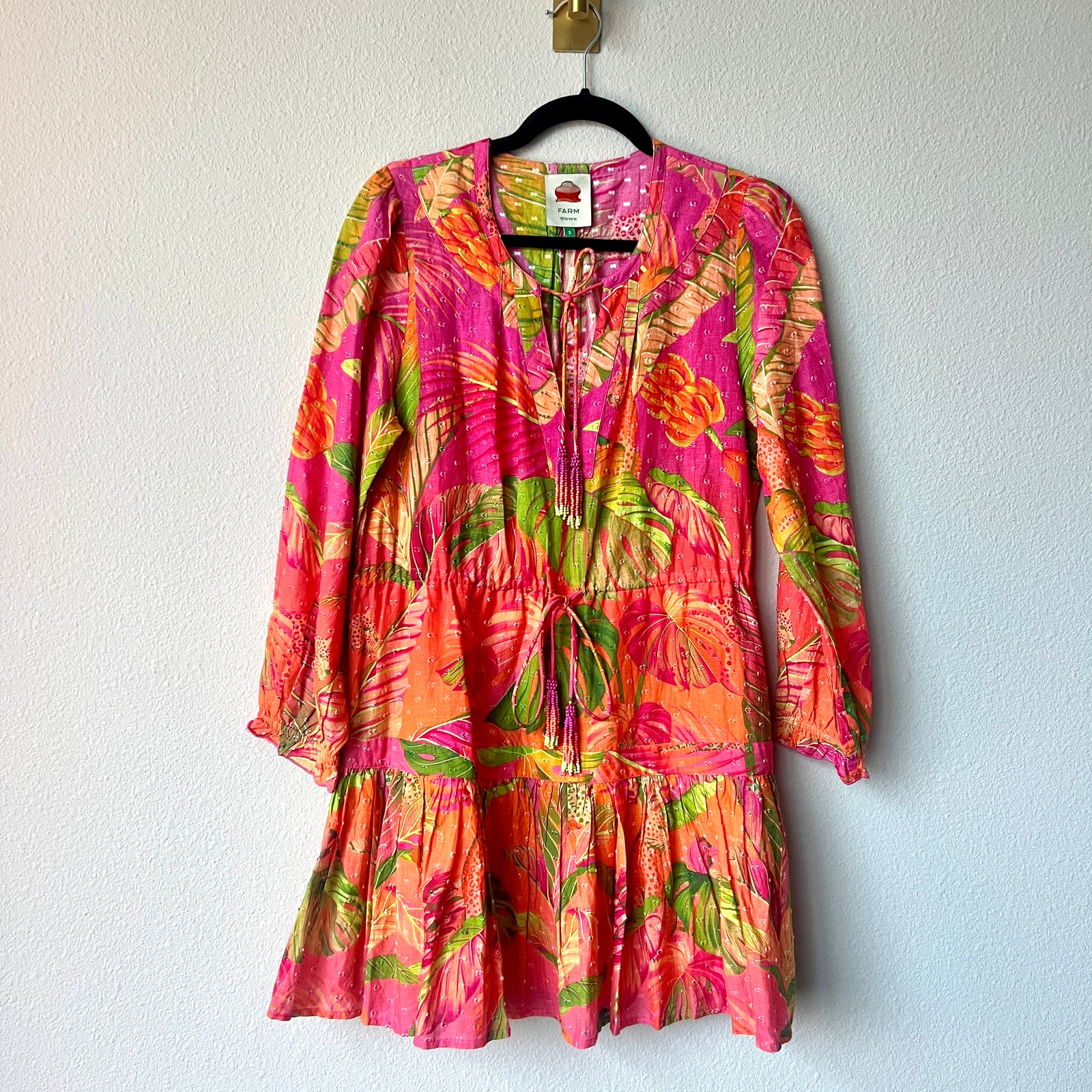 FARM Rio Orange Pink Ombre Forest Mini Dress Size S