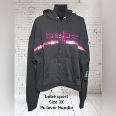 bebé sport, Size 3X, Black with sequin logo, pullover hoodie. NWT N7