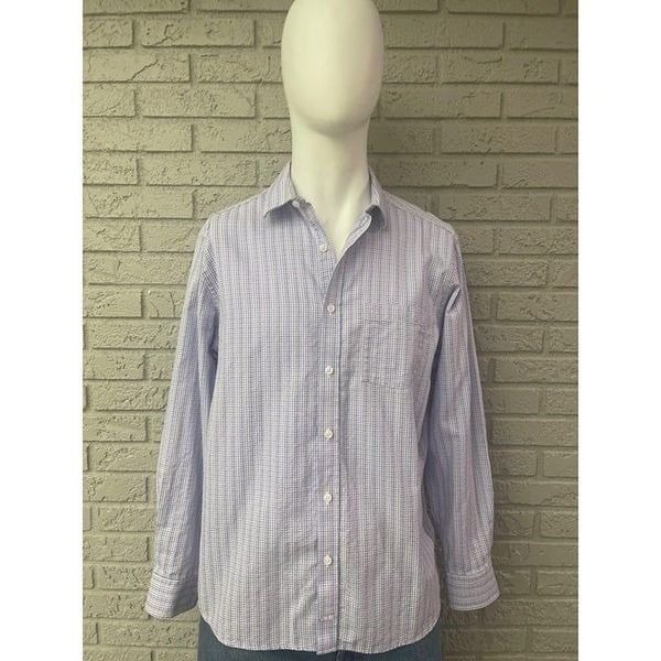 Johnson & Murphy Textured Checkered Long Sleeve Button Down Shirt Size L