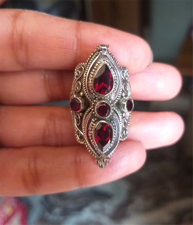 Gorgeous Women Wedding Jewelry Red Cubic Zircon 925 Silver Plated Ring Sz 6-10