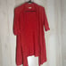 Eileen Fisher Red Linen Blend Open Front Cardigan 3/4 Sleeve Casual Medium