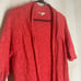 Eileen Fisher Red Linen Blend Open Front Cardigan 3/4 Sleeve Casual Medium