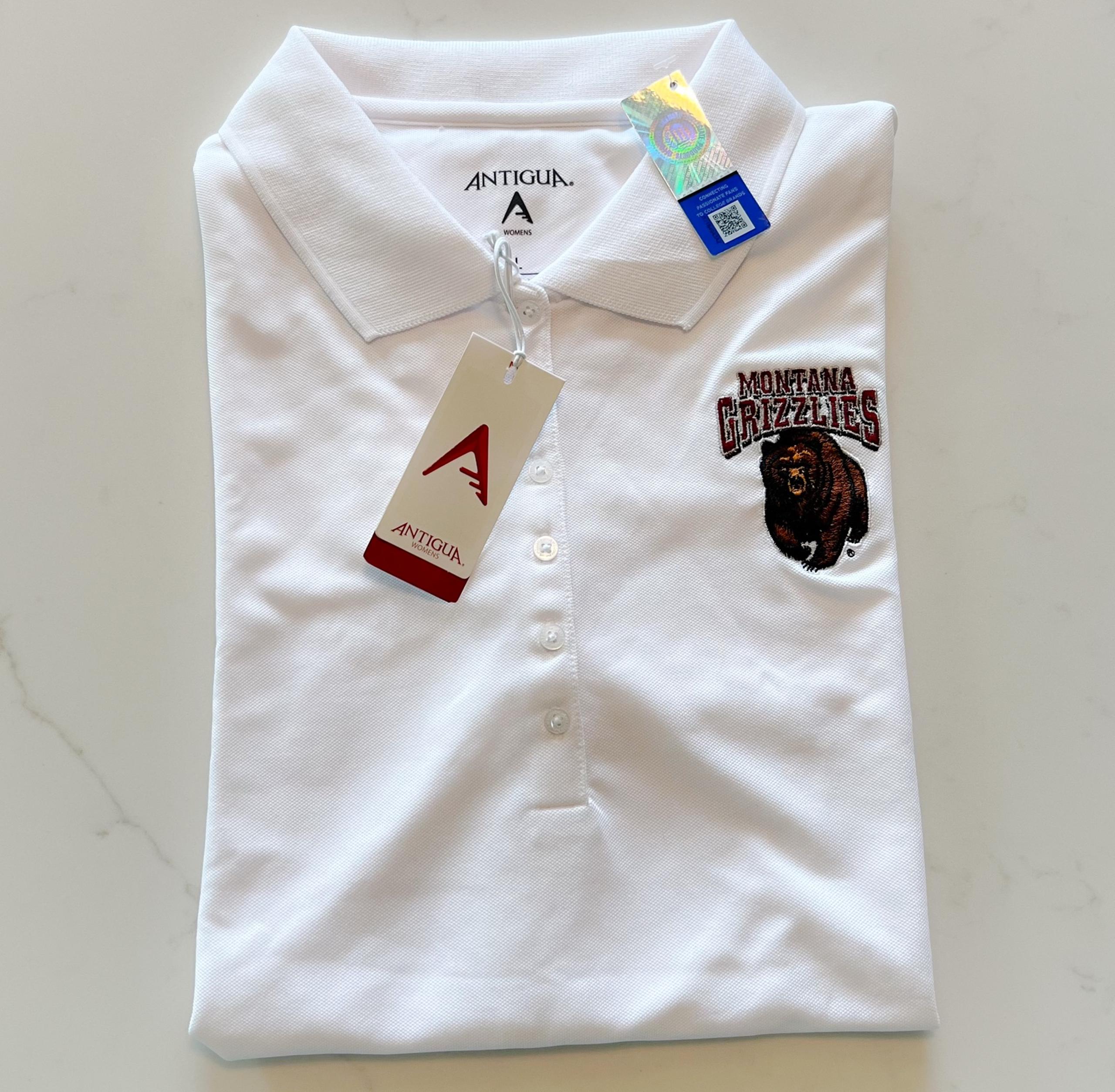Women’s L - Antigua Montana Grizzlies Polo Golf Shirt - Brand New w Tags