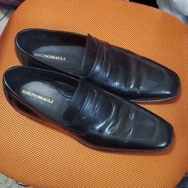 BRUNO MAGLI Black Leather Loafers - Size 14