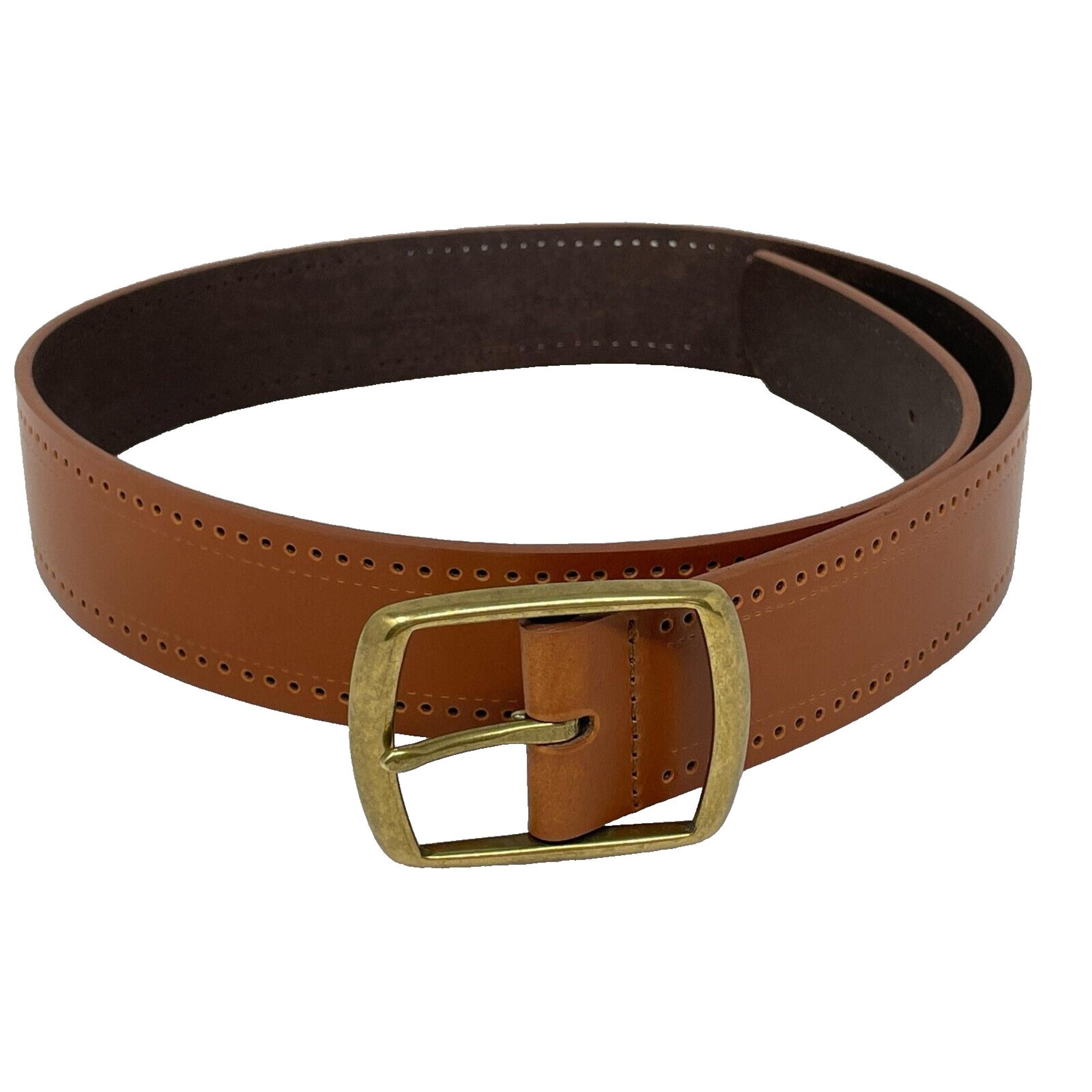 NEW Brown Leather Belt Women's Size Medium Brass Buckle - Liz Claiborne