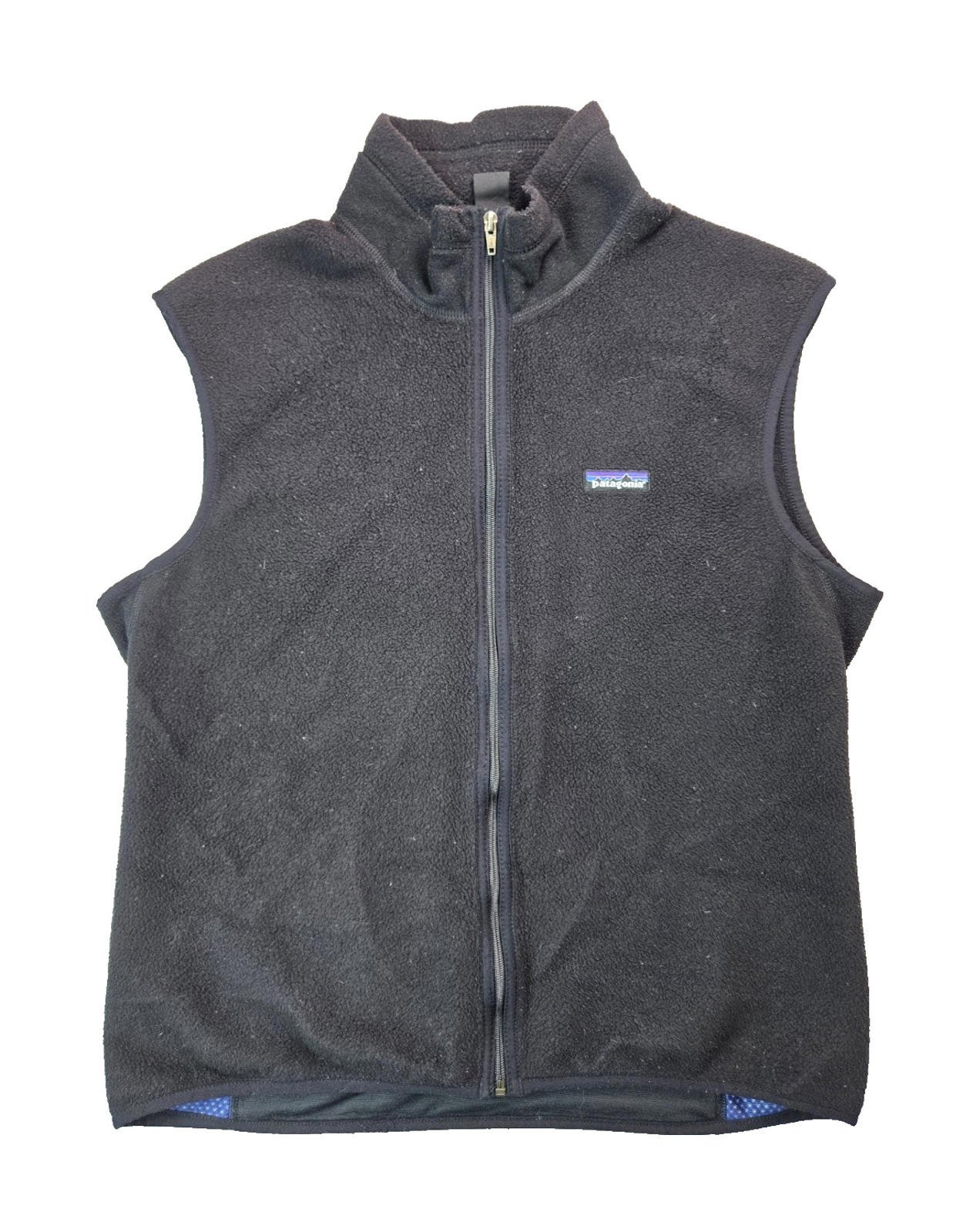 Patagonia Vintage 90s USA Black Fleece Zip Gilet Vest Jacket Mens Large L