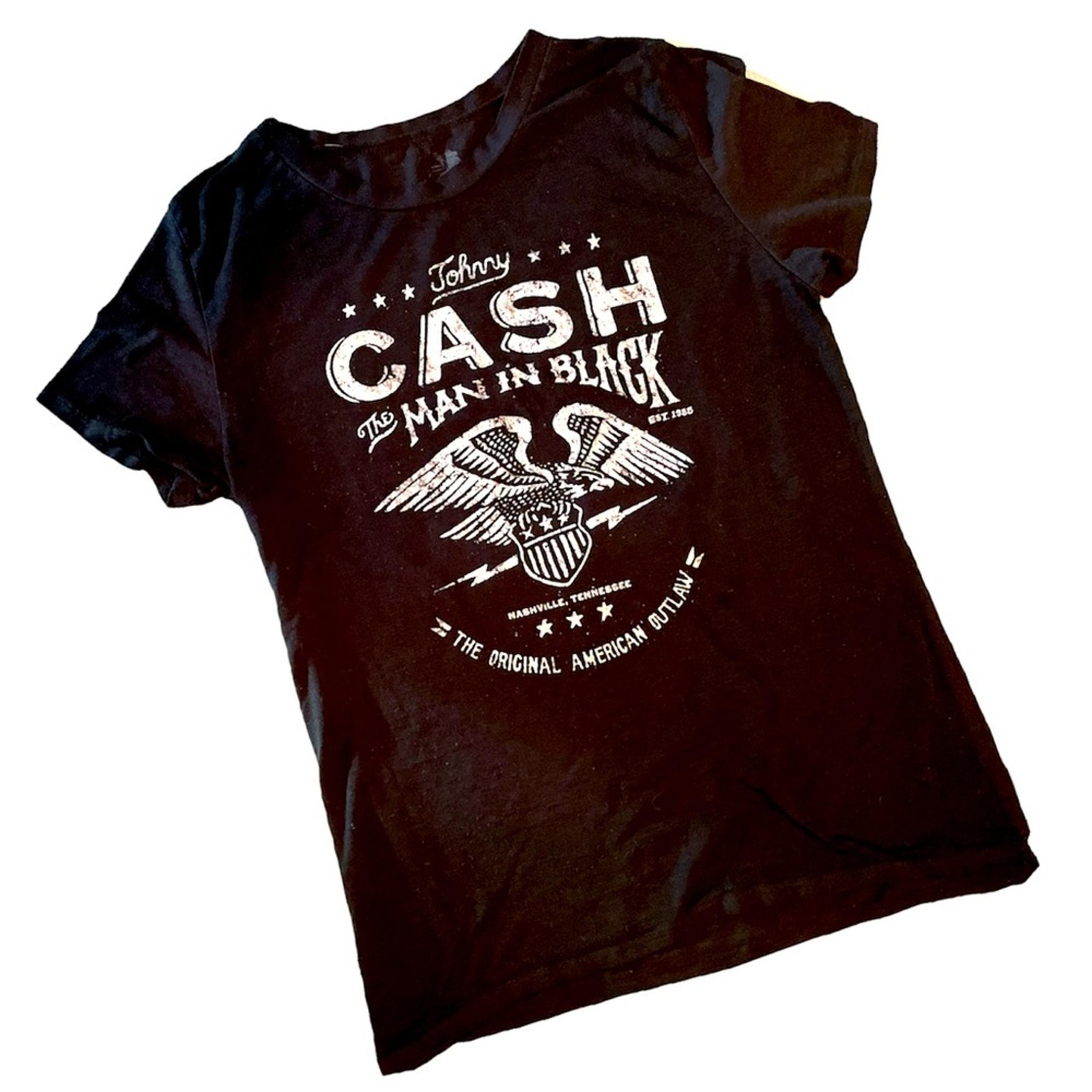 Zion Johnny Cash Distressed Black Short Sleeve T-Shirt size Medium