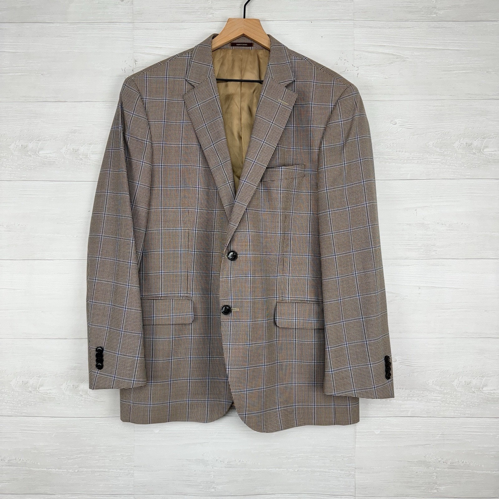 Peter Millar Crown Crafted Wool Sport Coat Blazer Men 44R Harrison Glen Plaid
