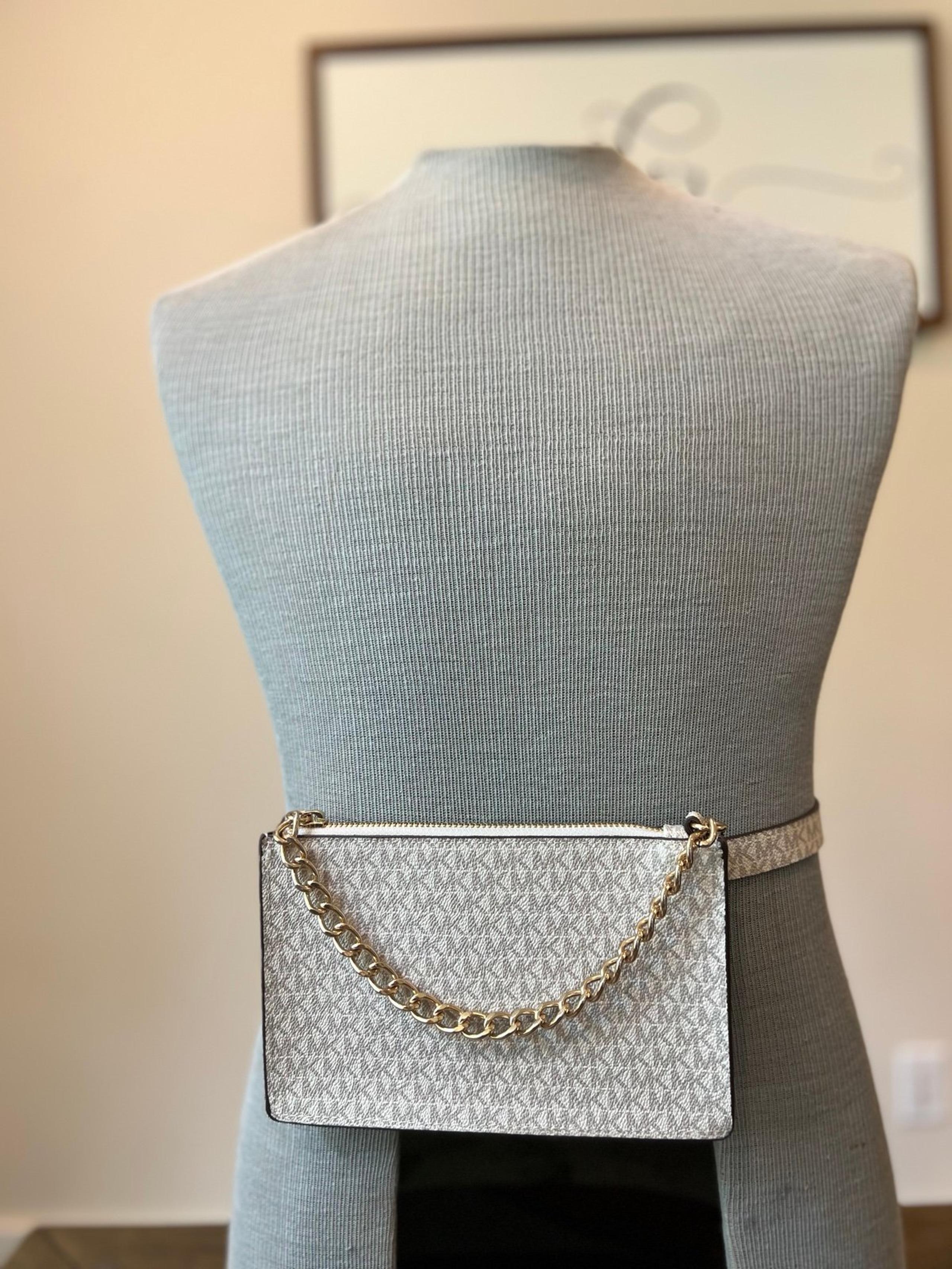Michael Kors Logo Fanny Pack Belt Bag w/ Gold Chain Zipper