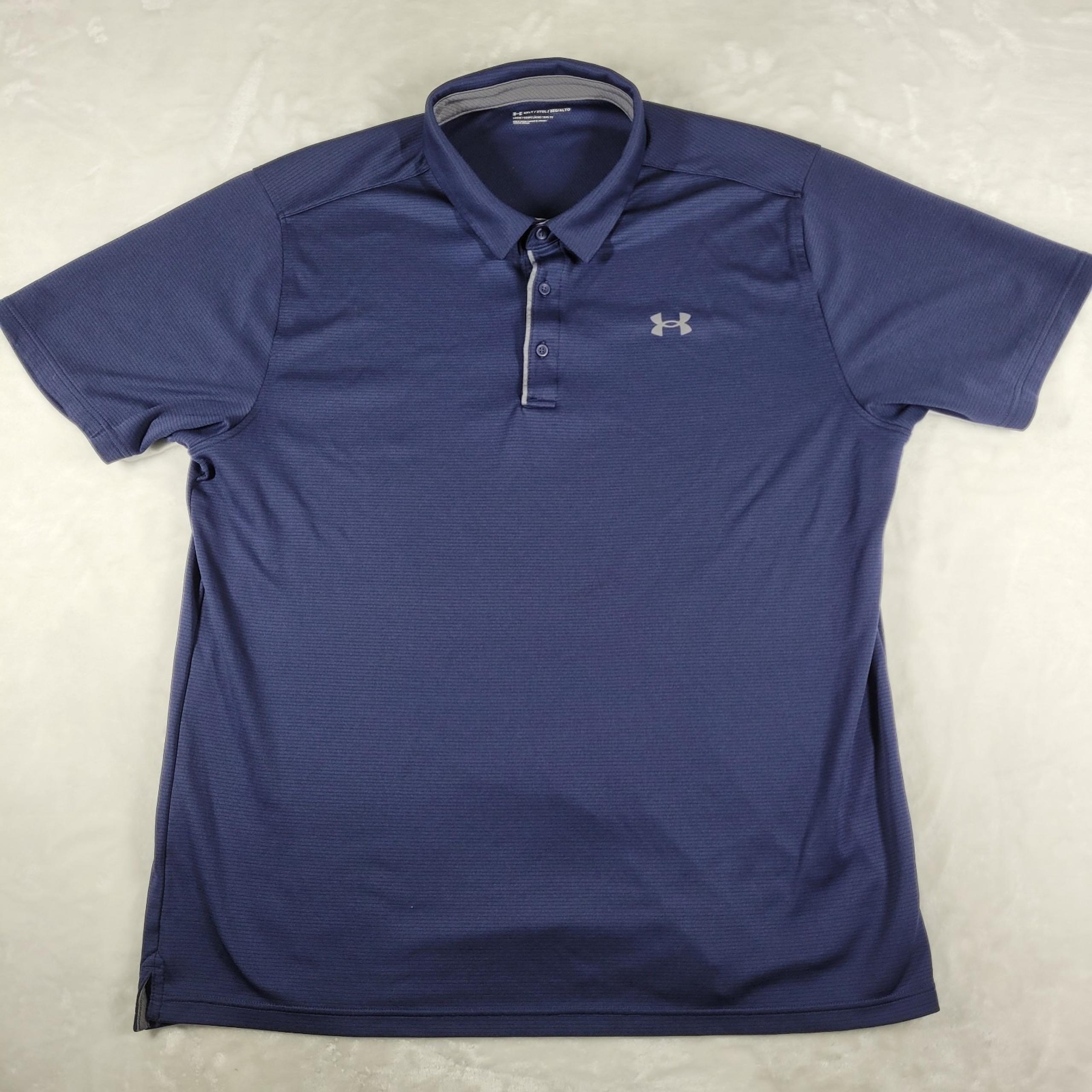 Under Armour Short Sleeve Polo Shirt Men's 3XLT Blue Loose Fit Active Sports