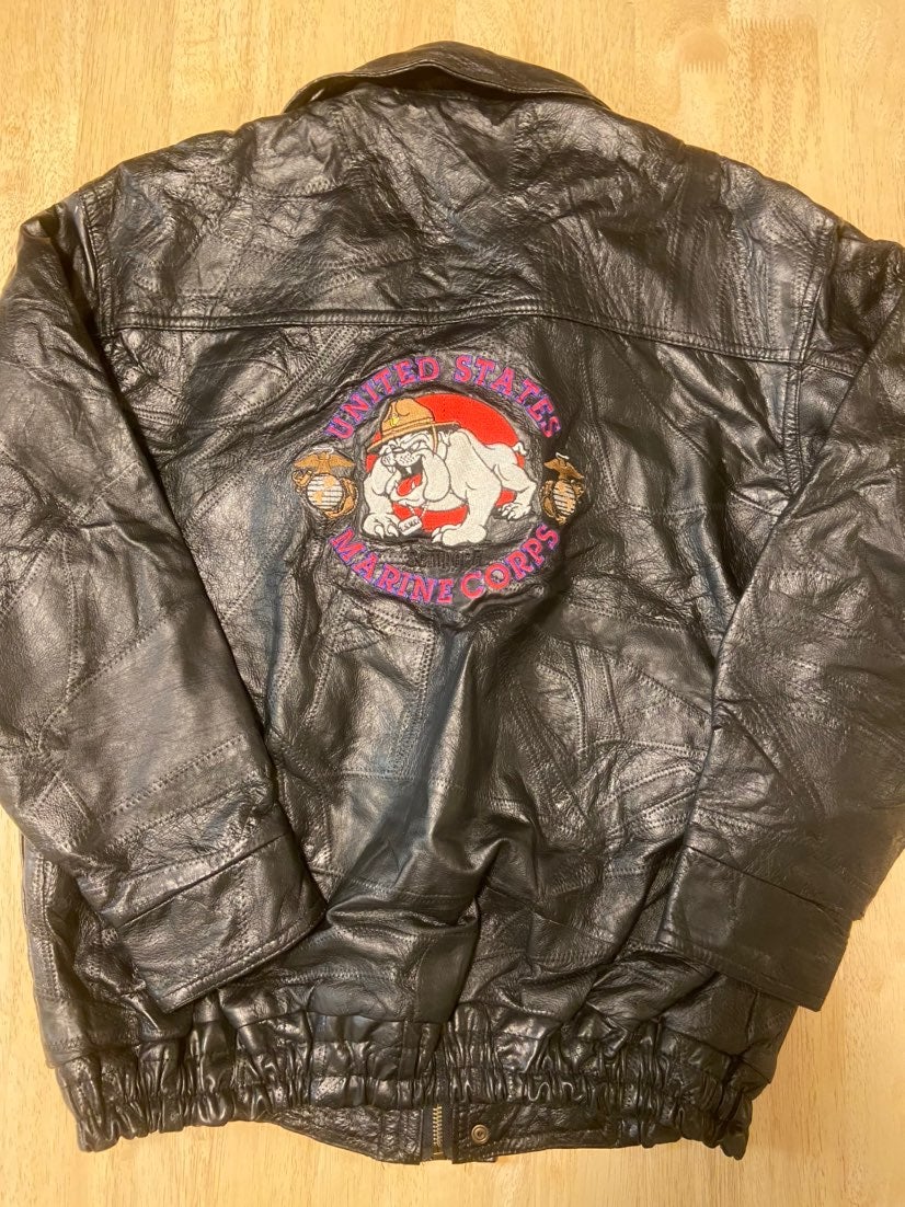 Black USMC genuine leather jacket size L