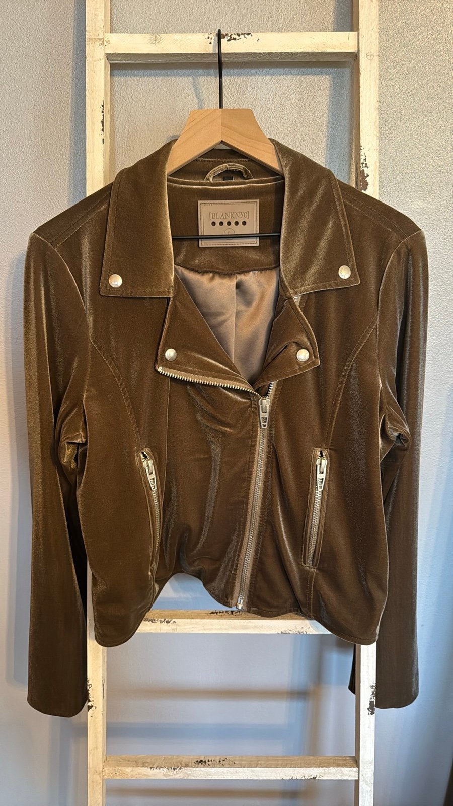 NWOT Blank NYC Brown Velour Moto Jacket