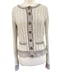 Free People Walk In The Park Ribbed Stripe Trim Cardigan Sweater SZ M Oatmeal
