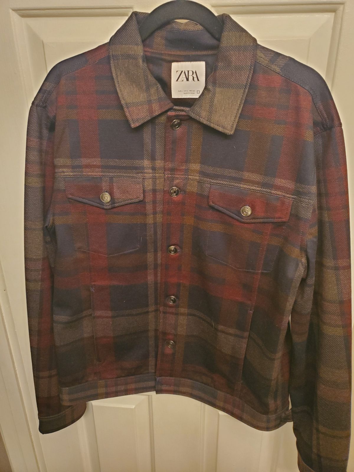 Zara Button-Up Plaid Coach Jacket