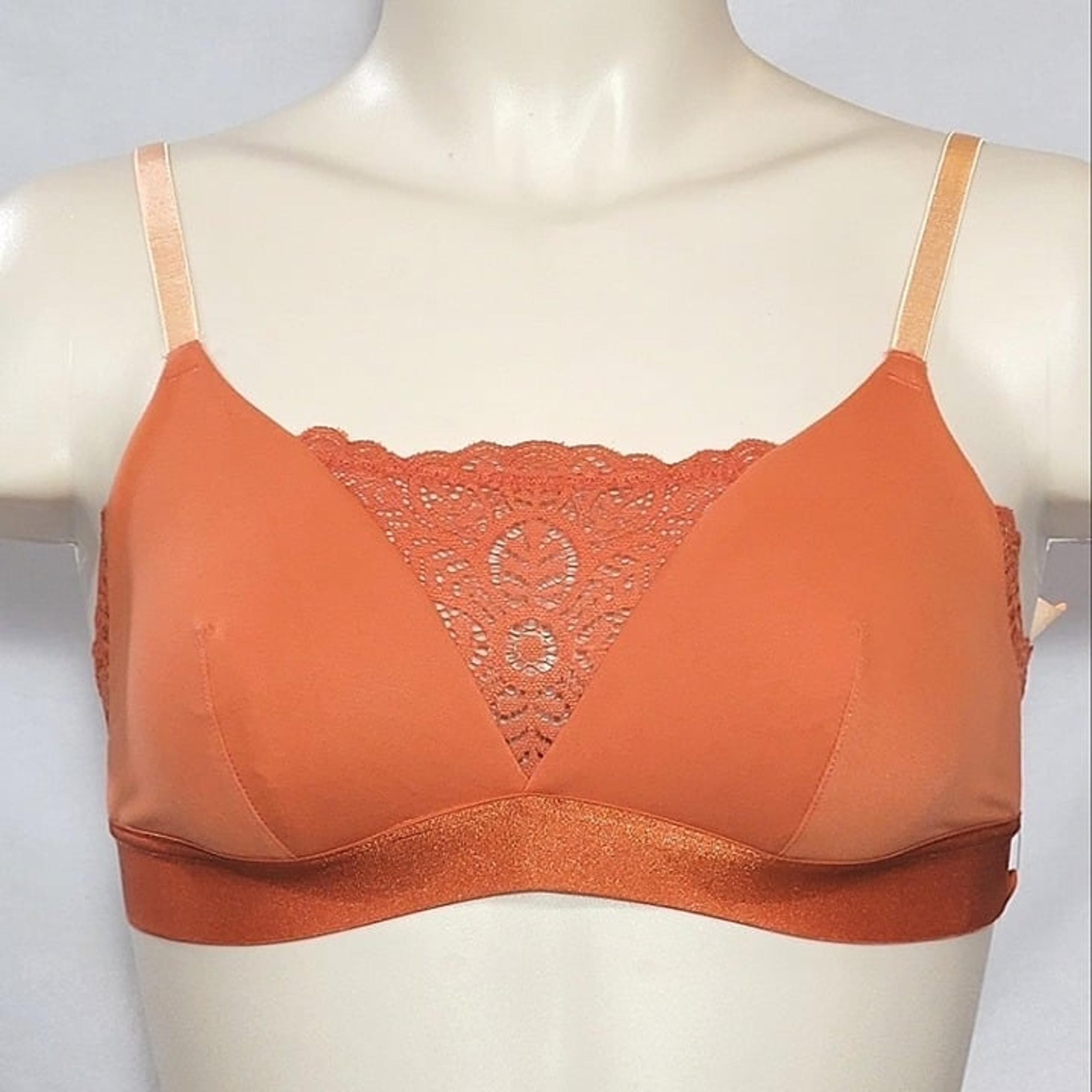XS X-SMALL Gilligan & O'Malley Brushed Micro Triangle Bralette Sunset Orange NWT