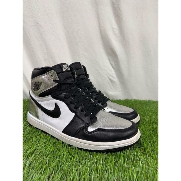 Nike Air Jordan 1 Retro High Silver Toe Black Womens 12 10.5M CD0461-001 OG