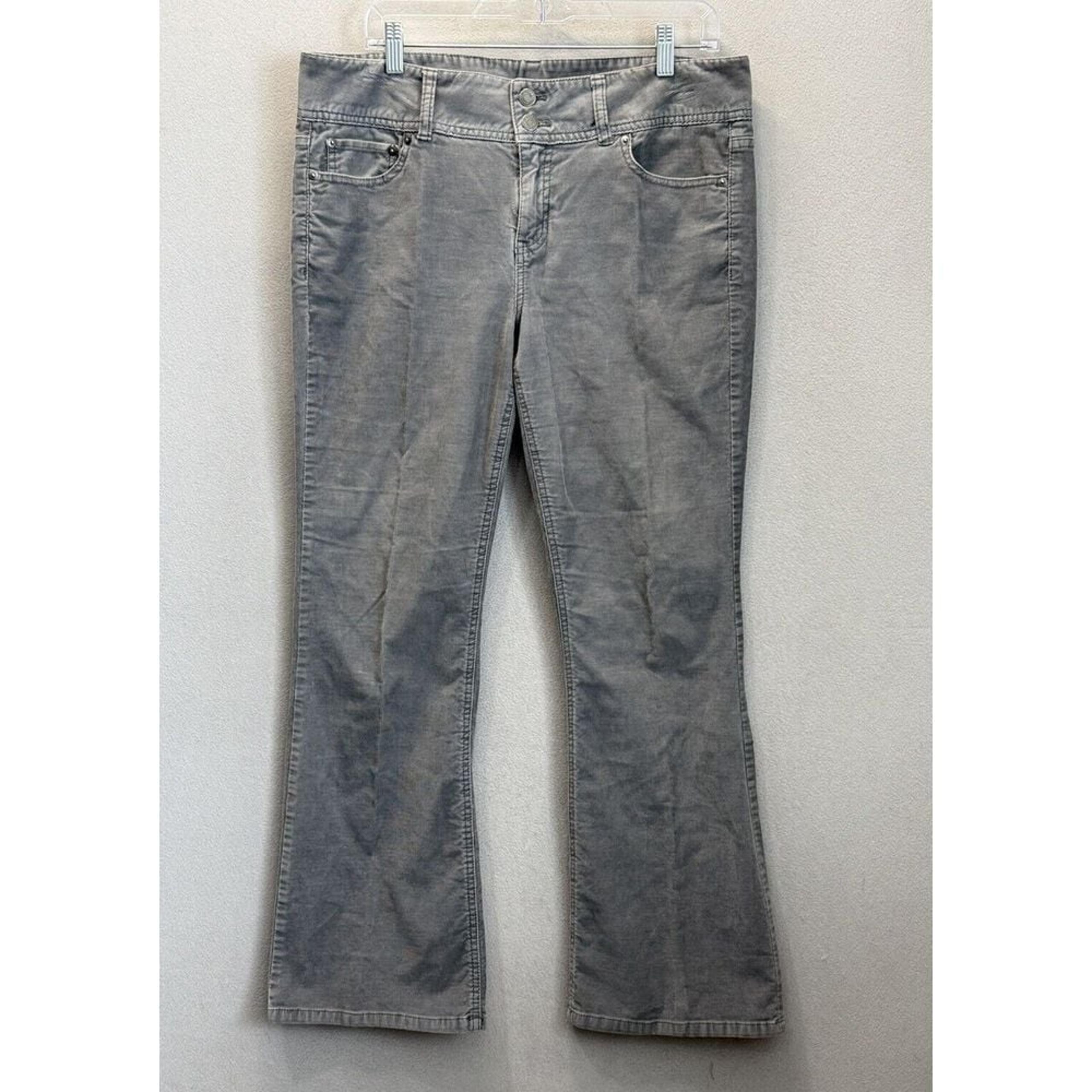 London Jeans Cordoroy Pants Women's Sz 12 Short Gray Bootcut Midrise 5-Pockets
