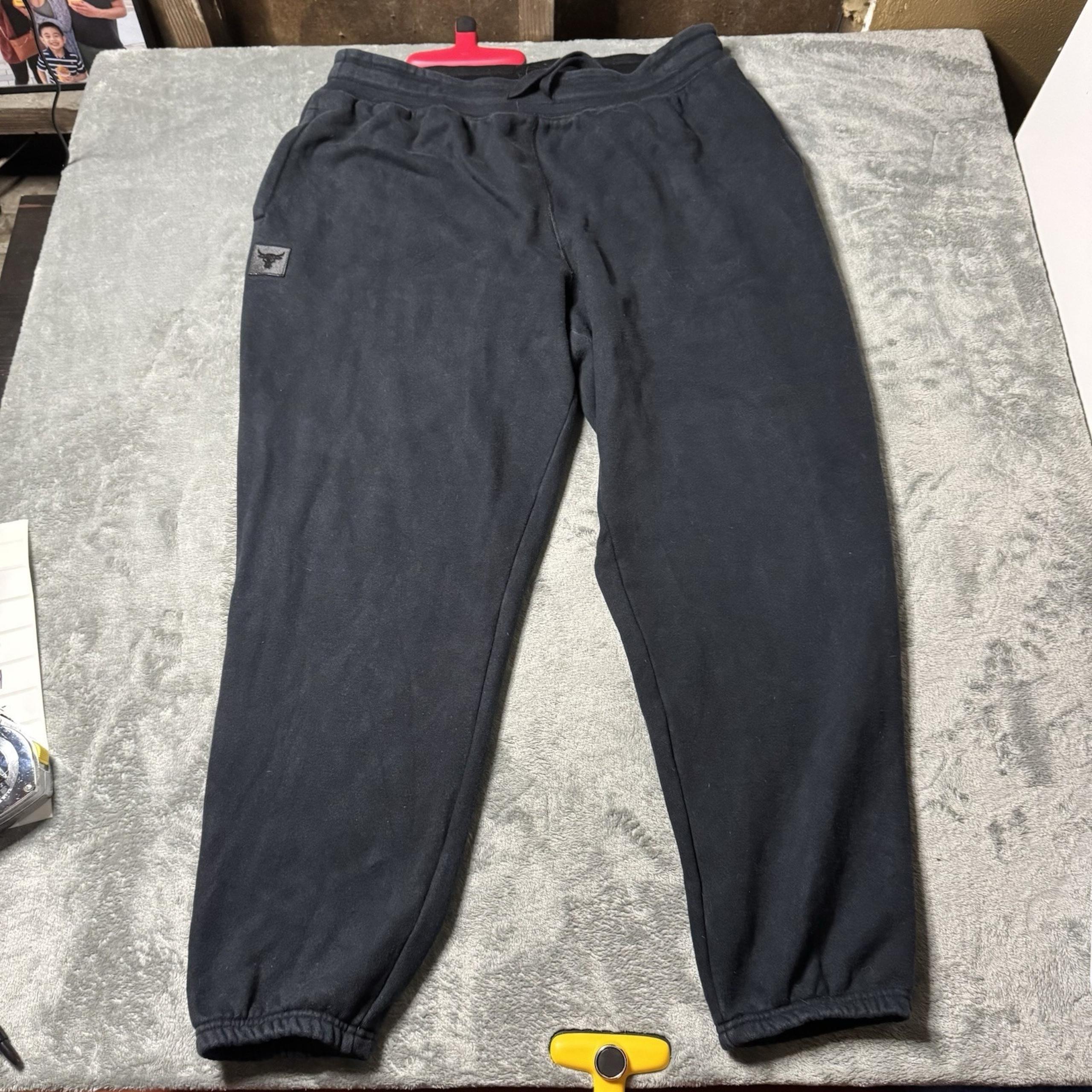 Under Armour Project Rock Sweatpants Joggers Heavyweight Black Mens Size XXL