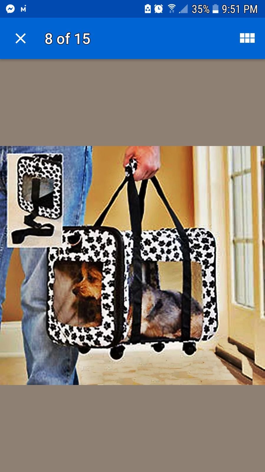 NEW Rolling Pet Carrier Puppy Paw