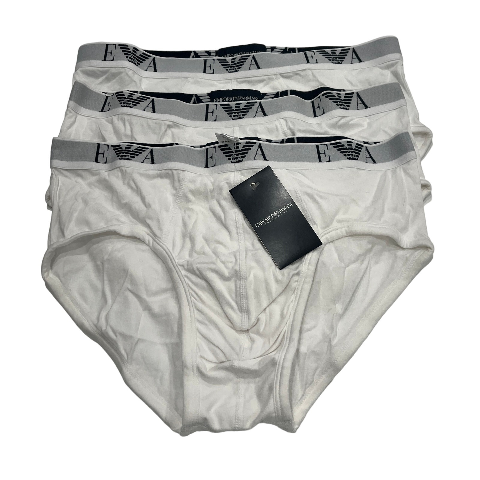 7-36 EMPORIO ARMANI Men's Classic Briefs 100% Cotton 3-PACK Large