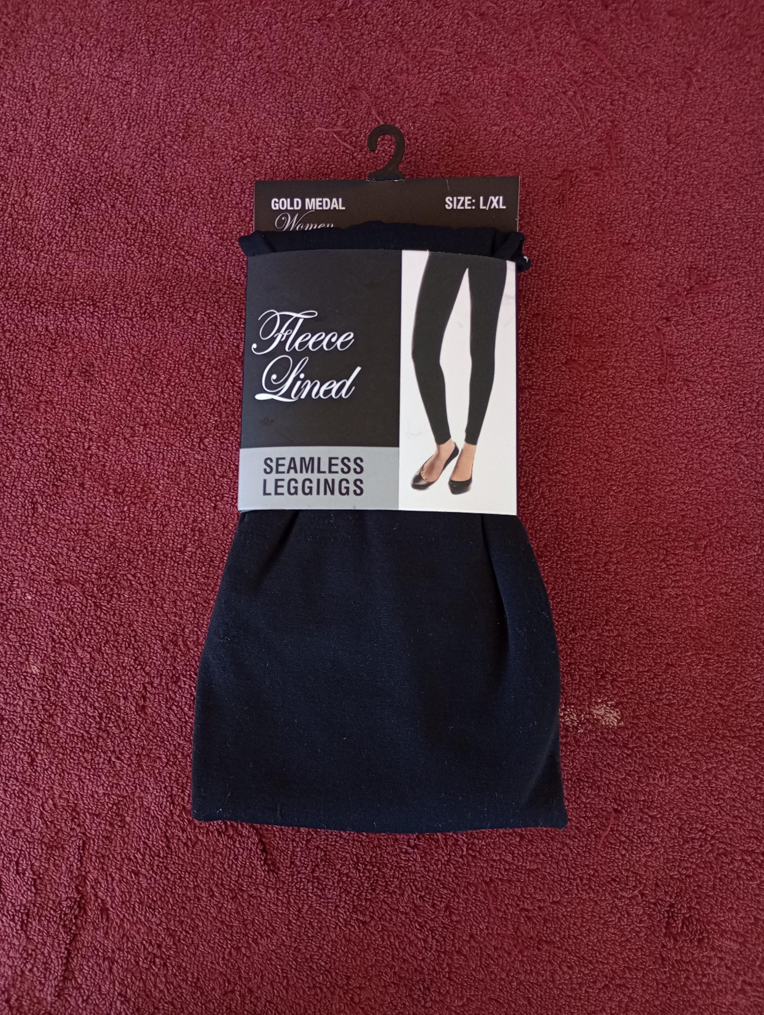 Women's Gold Medal Fleece Lined Seamless Black Leggings Sz L/XL - Gold Medal Products