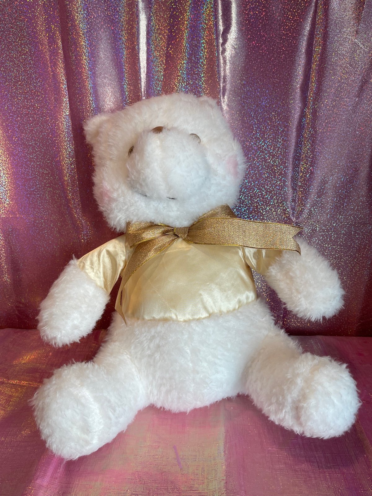 Winnie The Pooh Bear Pink Cheeks White Gold Sega Disney Plush Imported Winnie The Pooh Bear Pink Cheeks White Gold Sega Disney Plush Imported