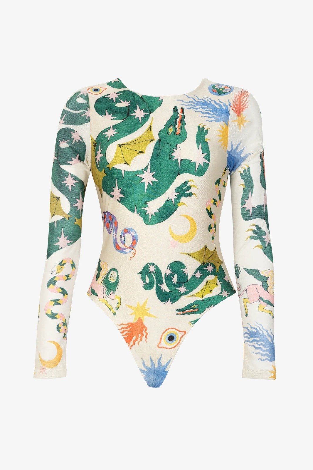 Colorful Dragon Print Bodysuit