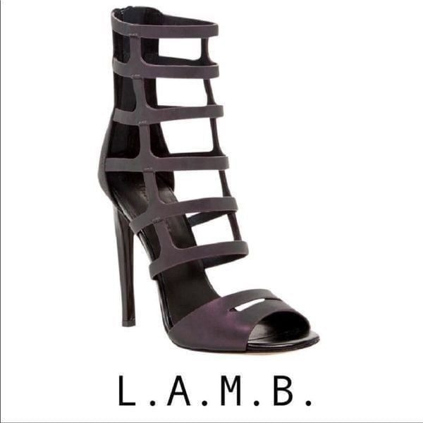 L.A.M.B. Gwen Stefani Oakley iridescent gladiator strappy stiletto heels 6.5
