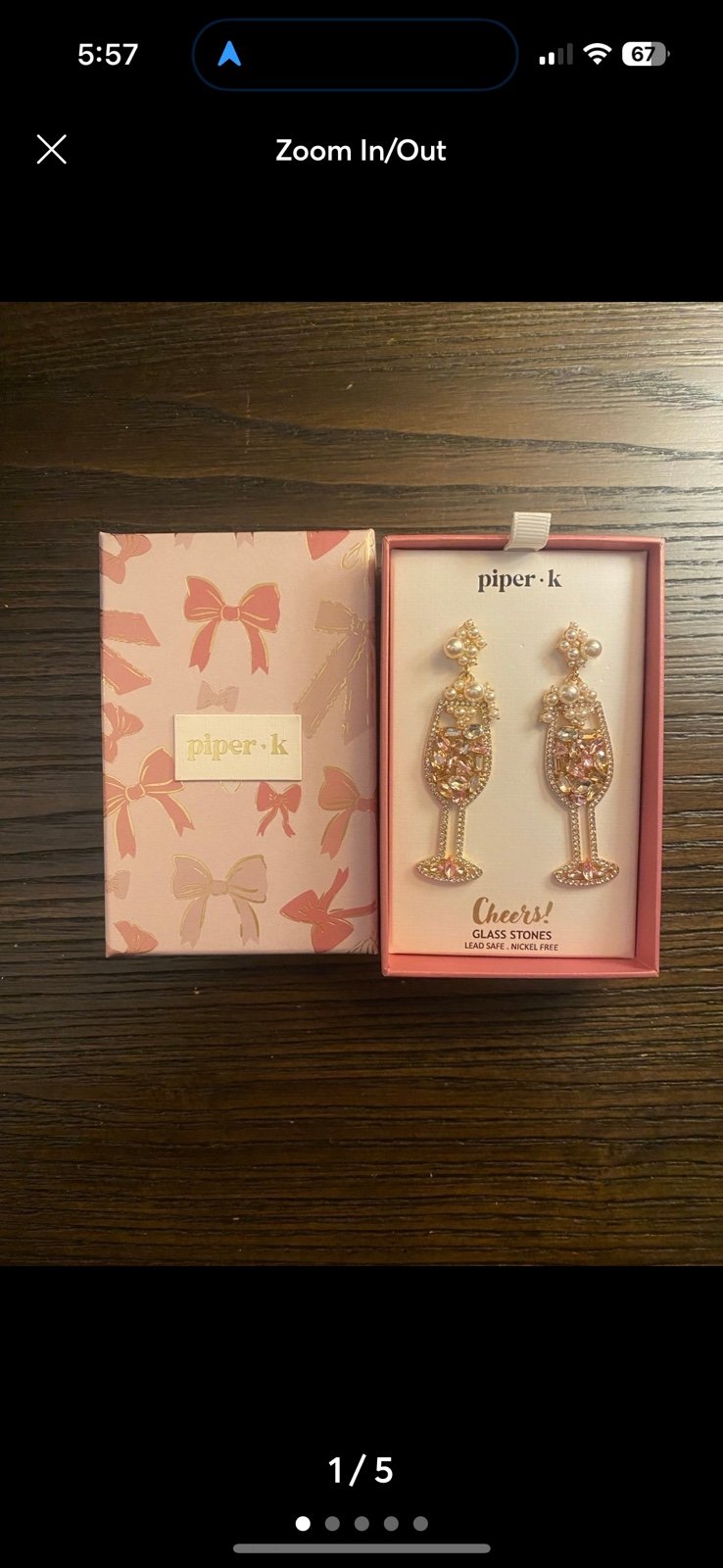 NEW Piper K champagne glass earrings