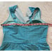 Lands End One Piece Modest Swimsuit Dress Gingham Plaid Blue Size 14 D