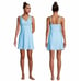 Lands End One Piece Modest Swimsuit Dress Gingham Plaid Blue Size 14 D