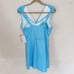 Lands End One Piece Modest Swimsuit Dress Gingham Plaid Blue Size 14 D