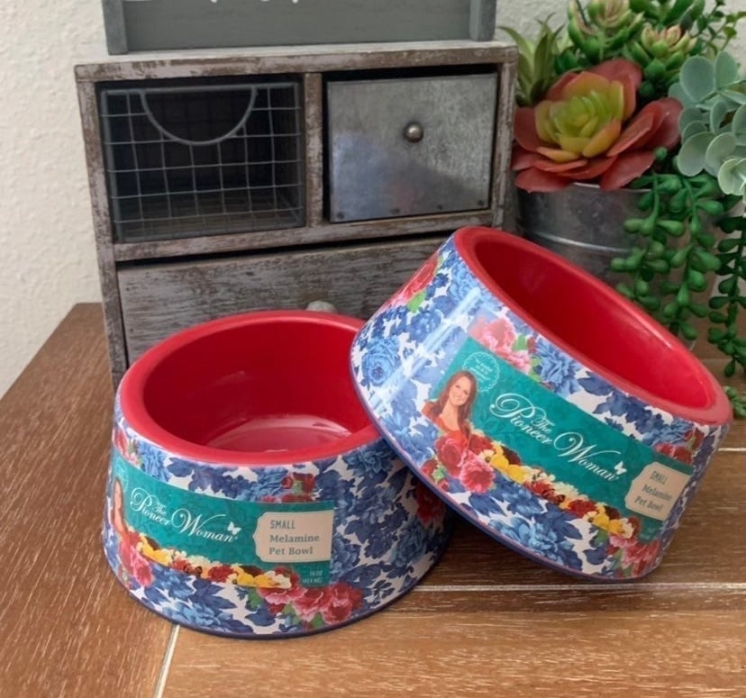 2 New Pioneer Woman Heritage Floral Small Pet Bowls