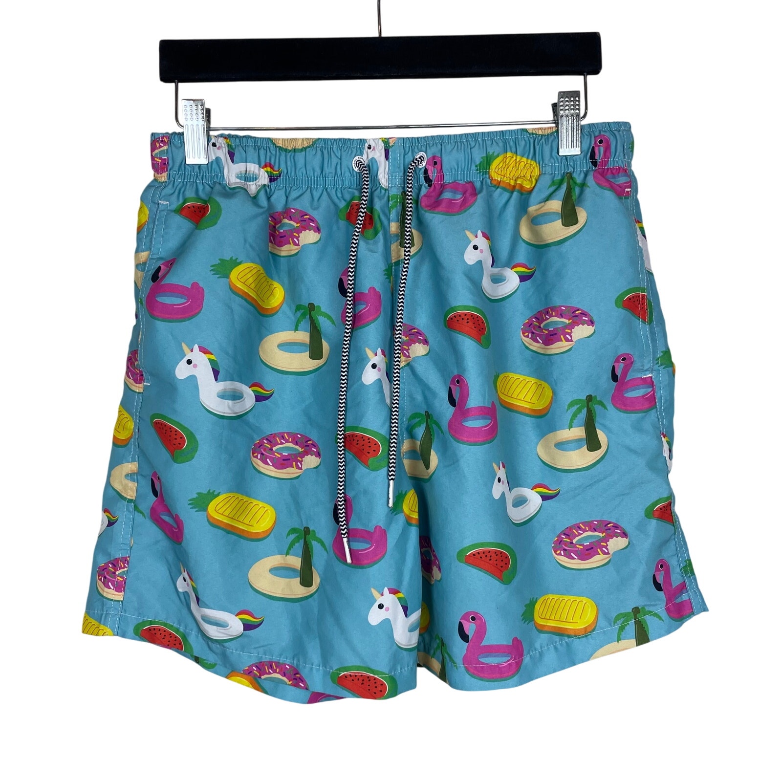 Boardies XL Swim Trunks – Turquoise & Orange, Lined, Drawstring Waist