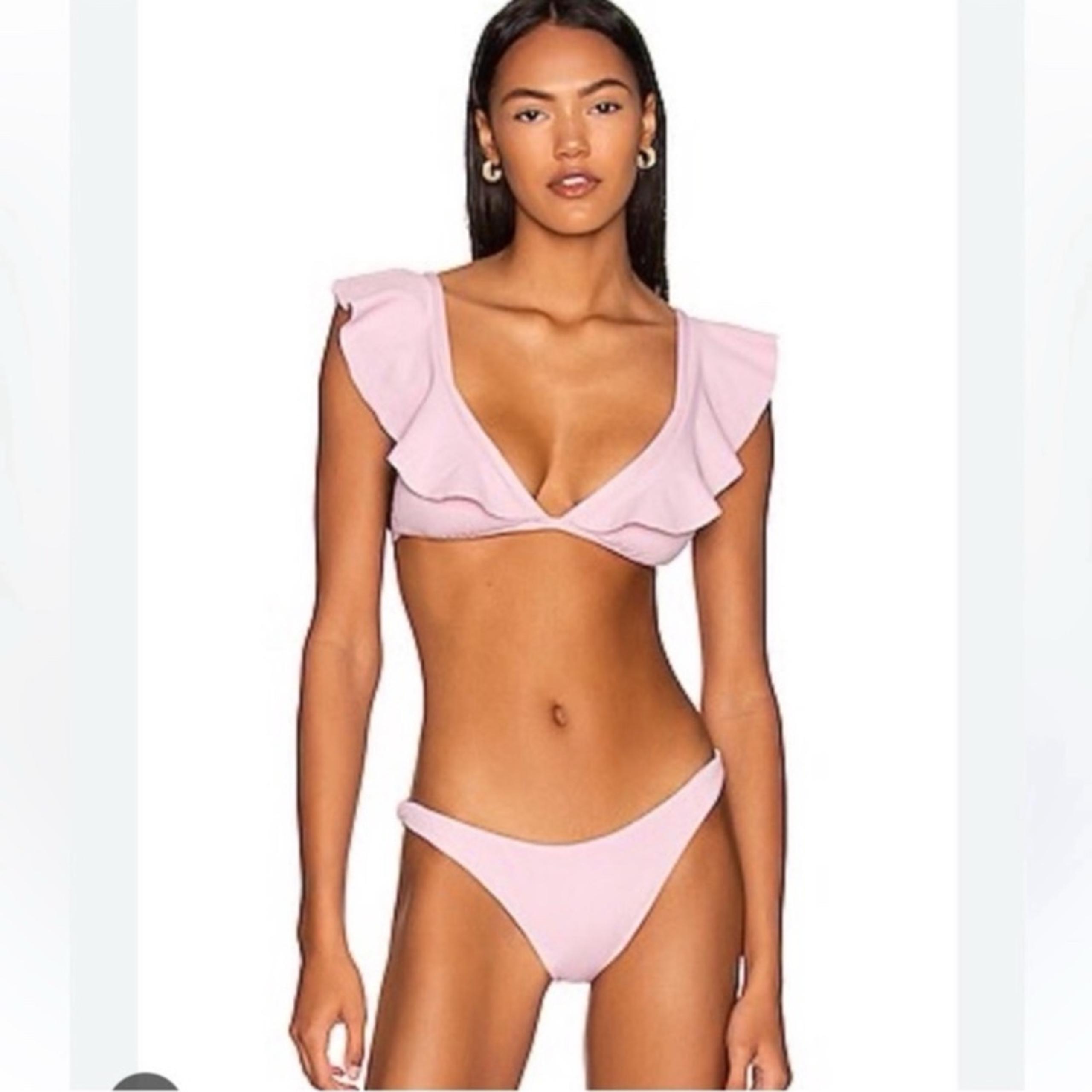 NWT Eberjey Pique Graziela Textured Bikini Top and Annia Bottom Lilac XS L