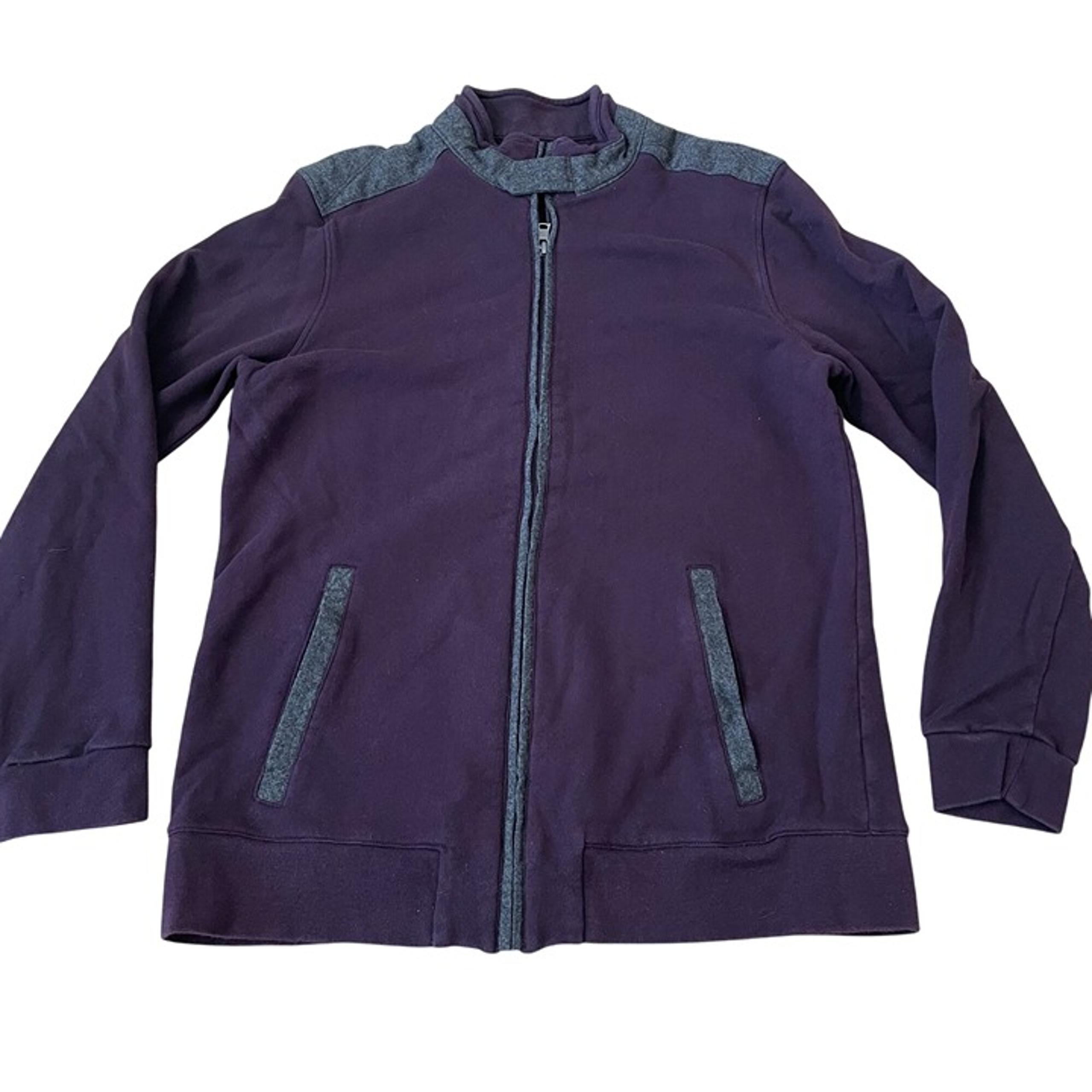 Banana Republic Flannel Track Jacket Mens Size Large Vineyard Purple Gray Cotton