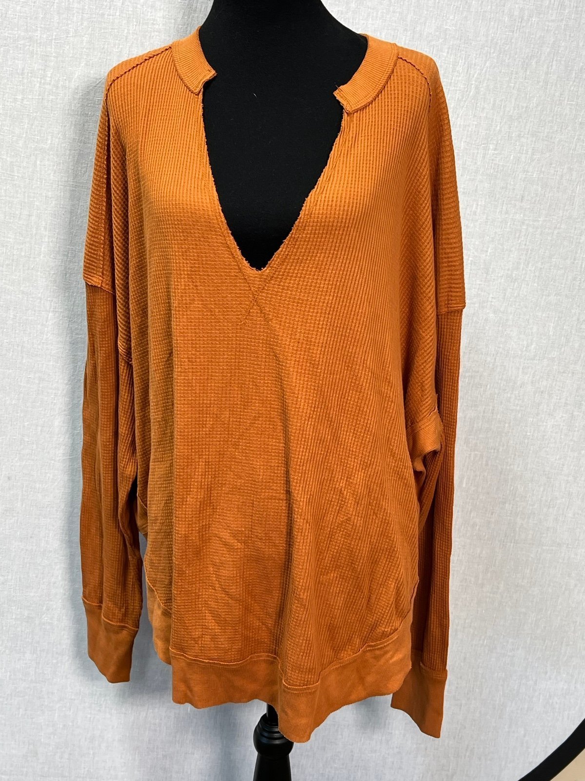 NWT Free People We the Free Glazed Ginger Waffle Knit Sweater- Large