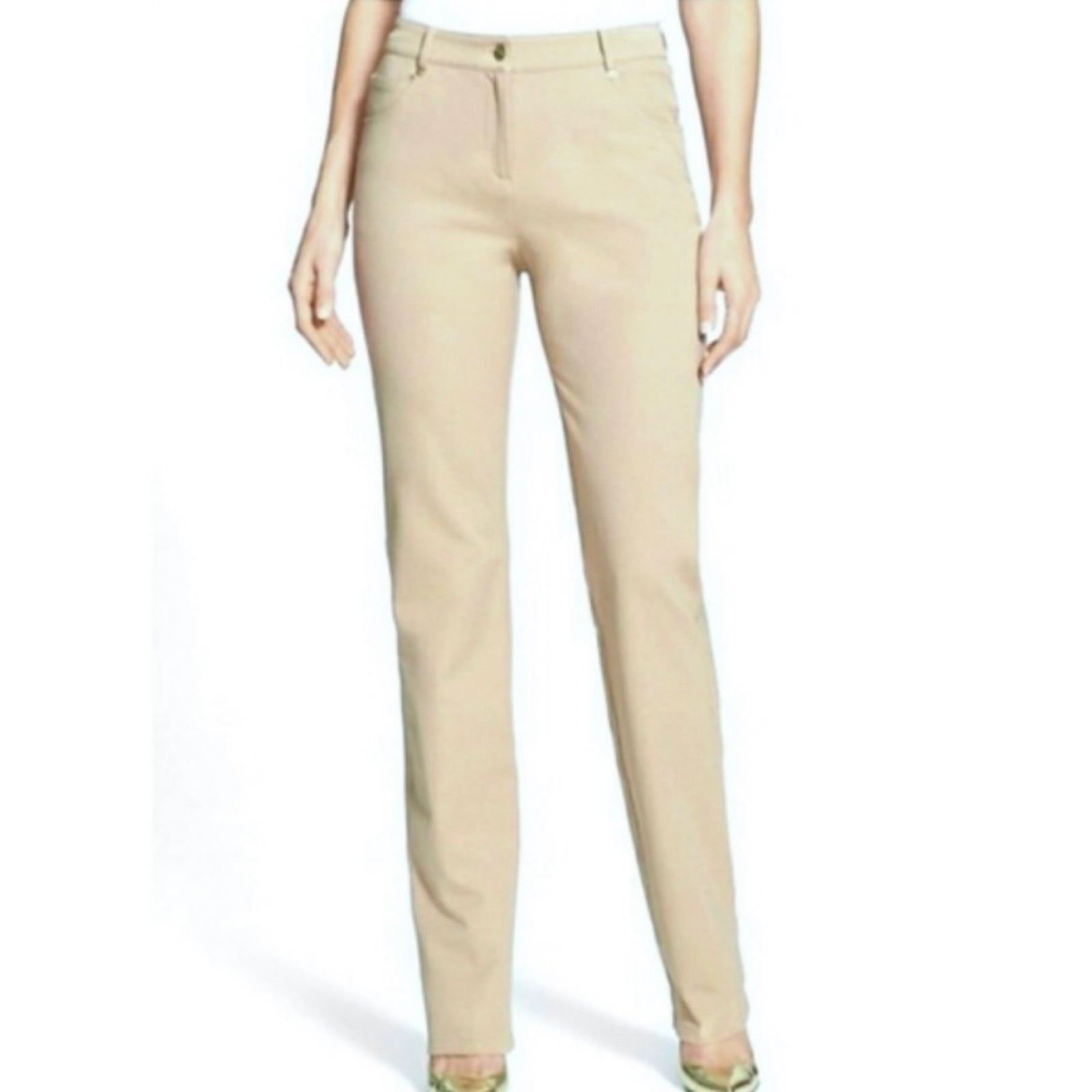 St John | Sport Cream Tan Creased Trouser Style Slim Tapered Leg Stretch Jeans