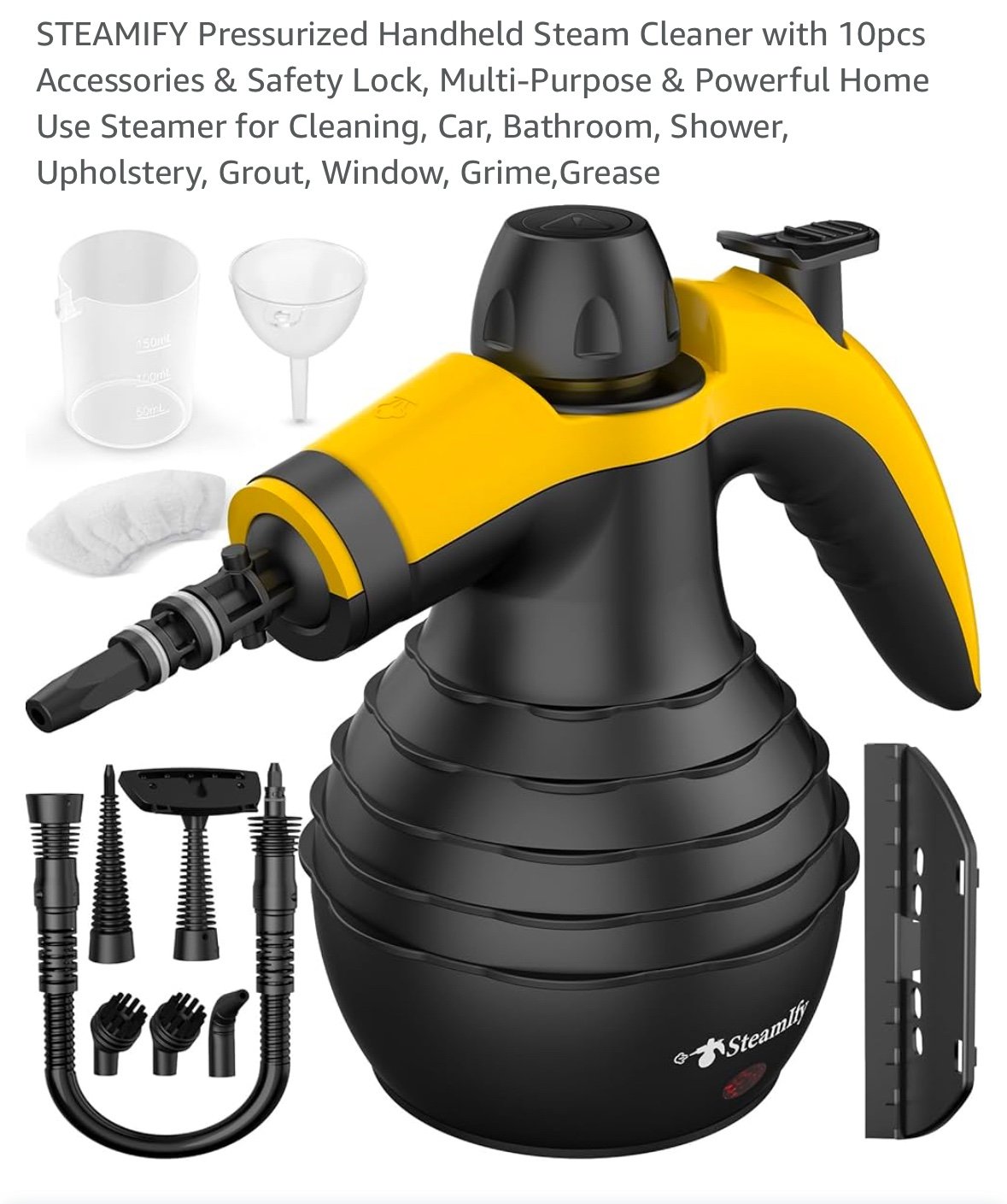 New Steamify 1200 Watt Pressurized Handheld Steam Cleaner with 10pcs Accessories