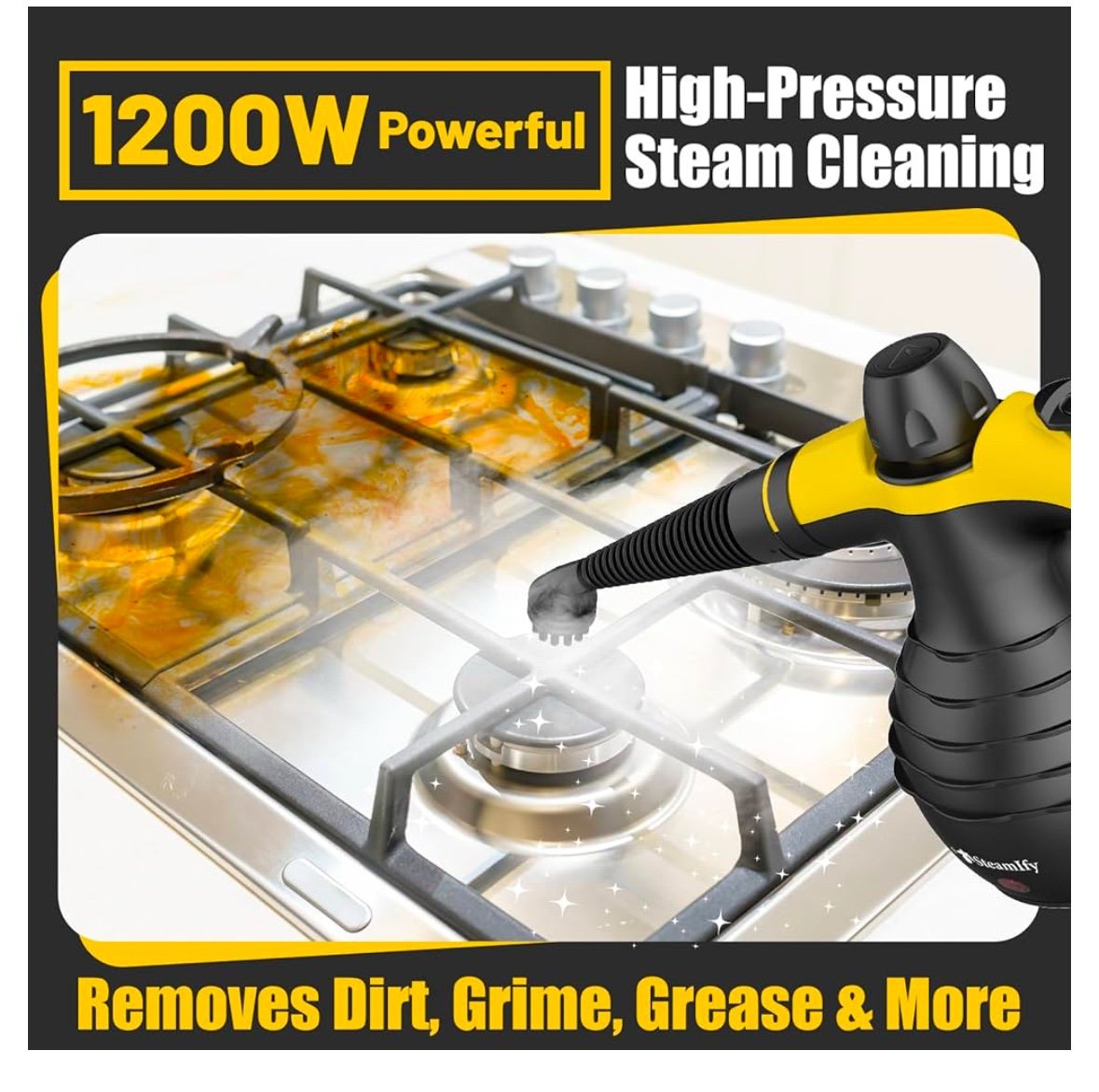 New Steamify 1200 Watt Pressurized Handheld Steam Cleaner with 10pcs Accessories - detail