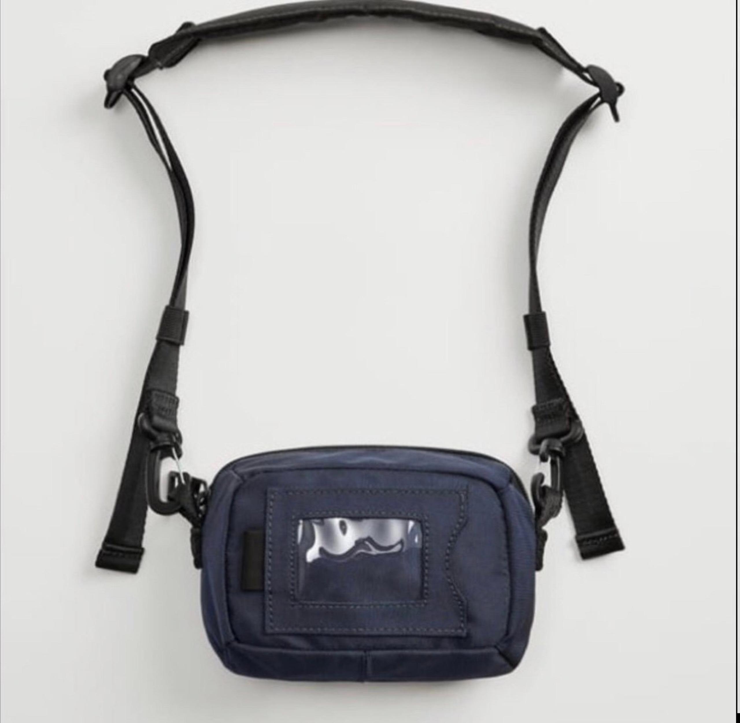 Zara Blue Mini Nylon Messenger/Crossbody Bag