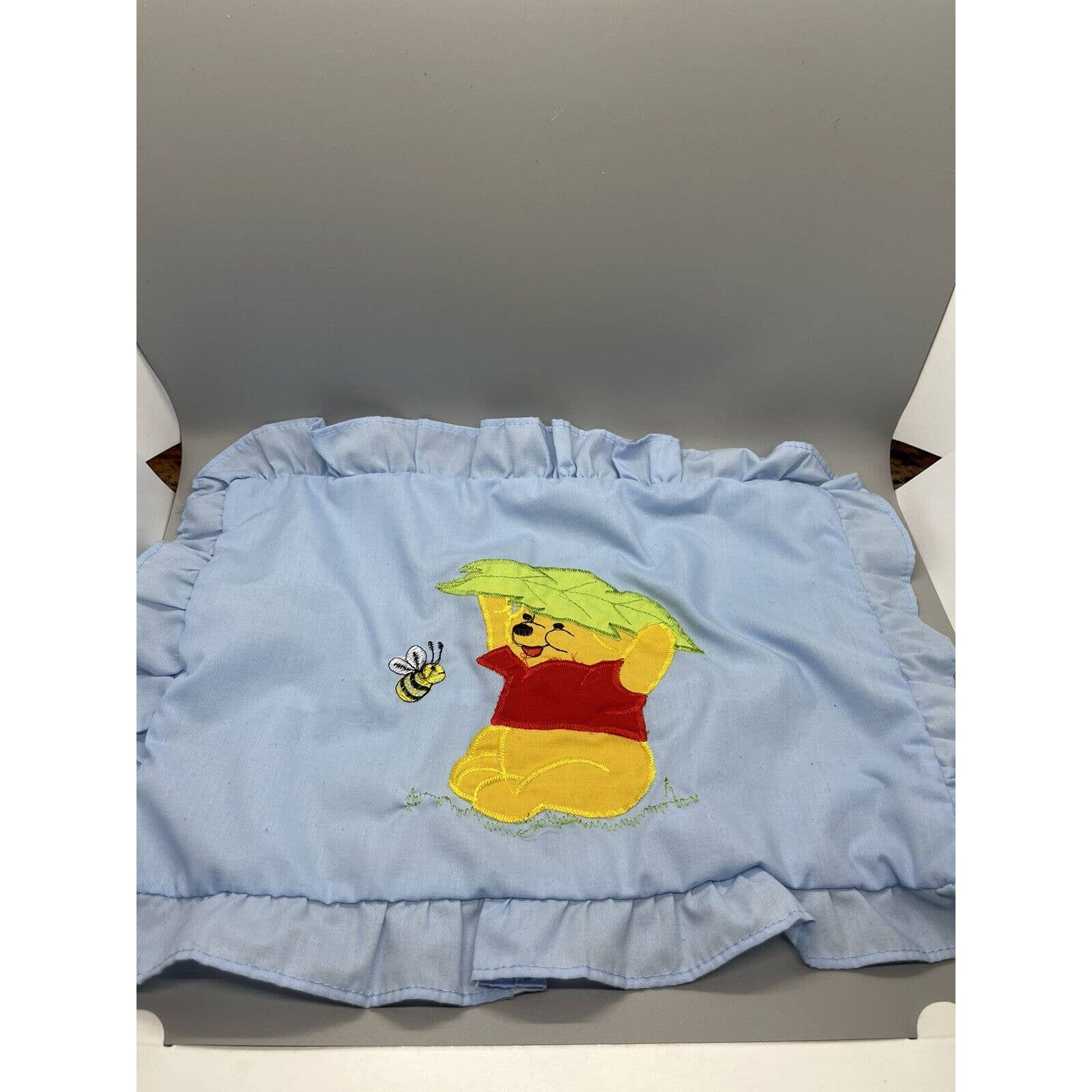 Vintage Disney Pooh Bear With Bee Hand Stitched Pillow Case Sham 9x11”