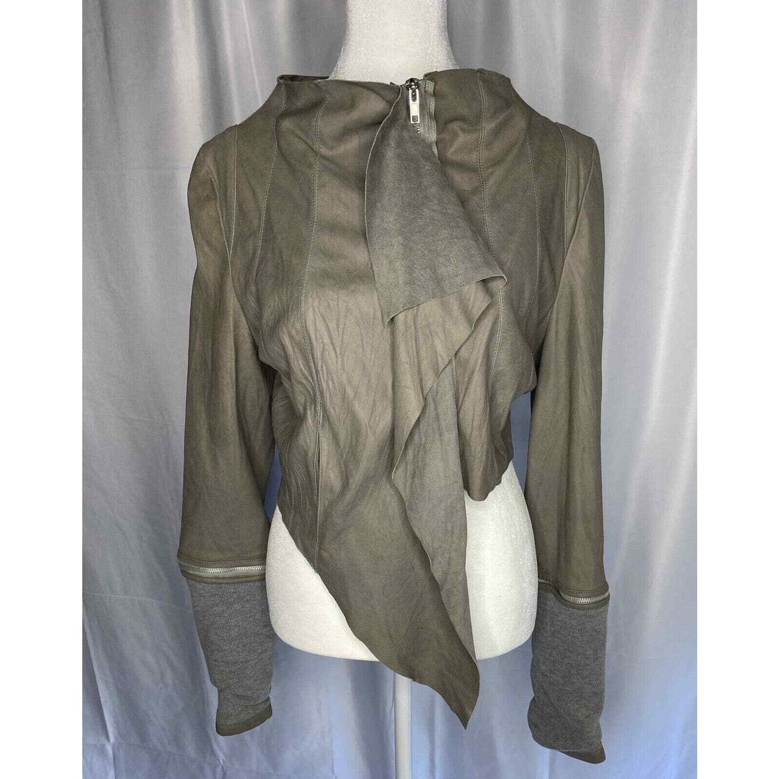 Gardem Paris Cropped LEATHER & SILK Jacket Zipper With Removable Zip Cuffs
