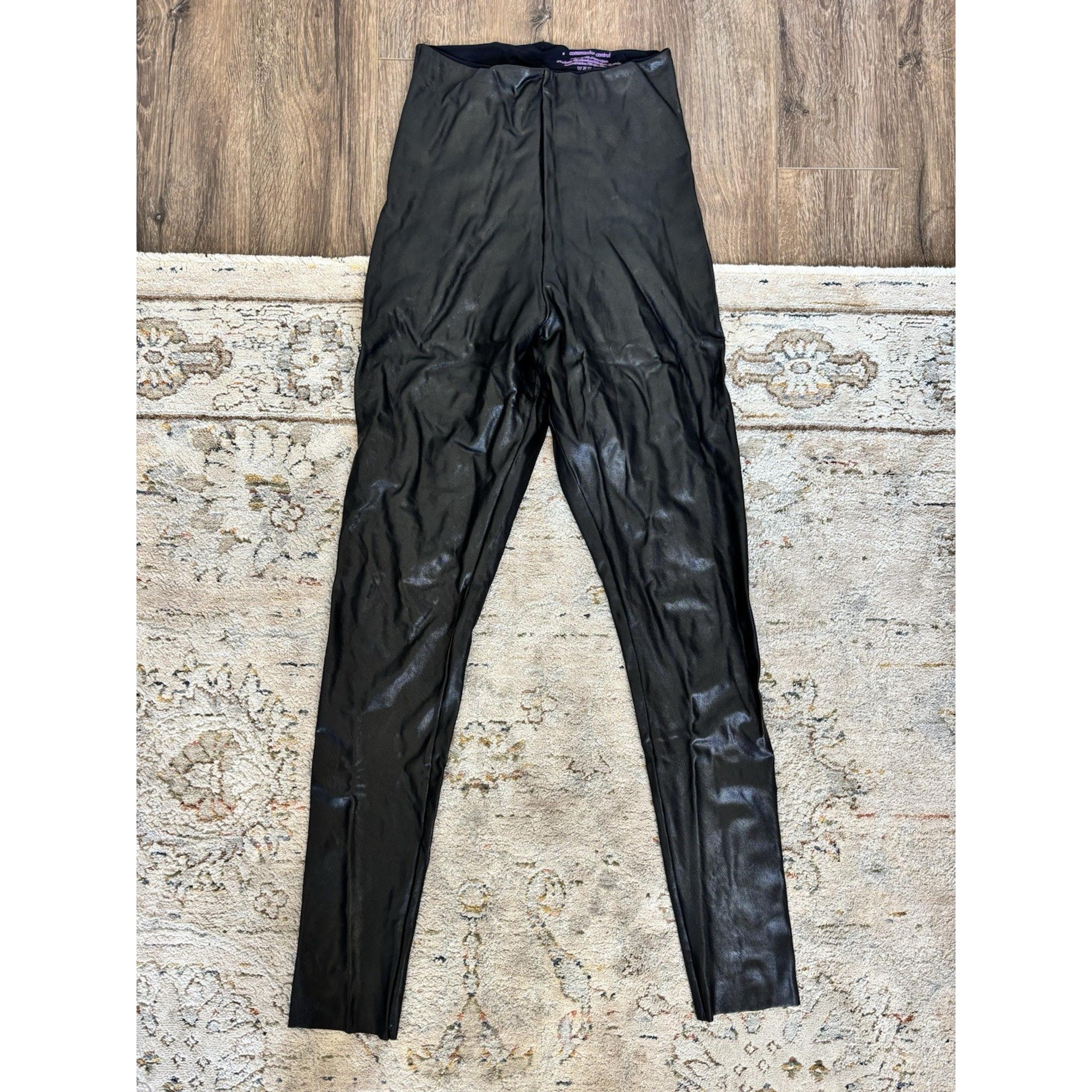 NEW Perfect Control High Rise Faux Leather Leggings Black Womens S - Commando