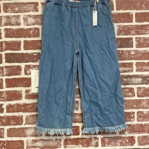 NWT Tuchinda Girls Size 12 years Fringe Chambray Pants